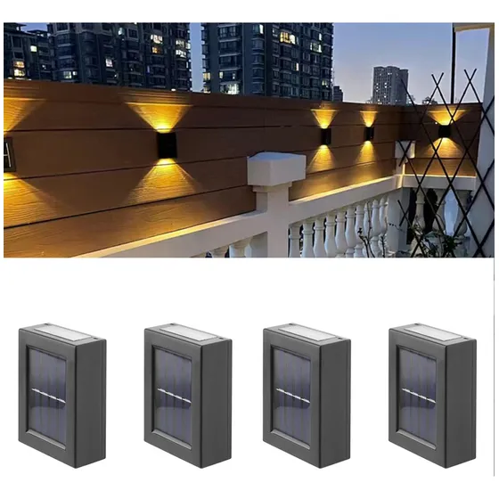 Kit 4 Luminária Solar Com Sensor Jardim Parede Prova Dágua