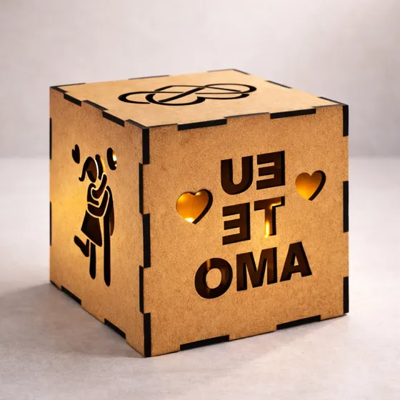 Caixa Luminária Led Presente Namorado Aniversário Casamento