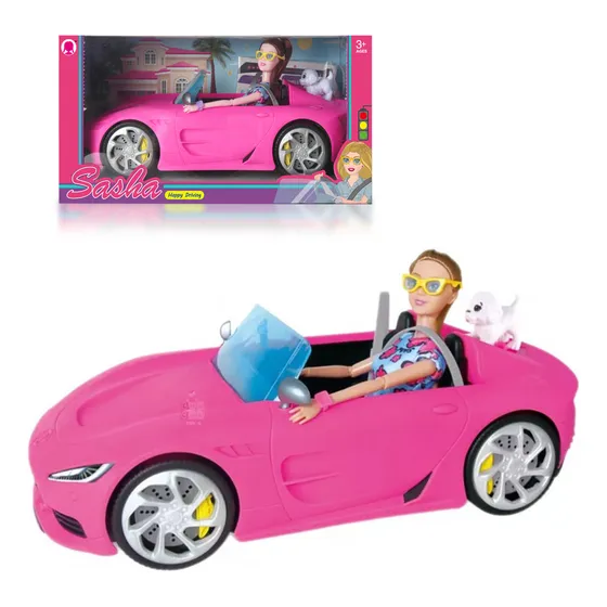 Muñeca Barbirita Articulada Con Auto Convertible + Mascota