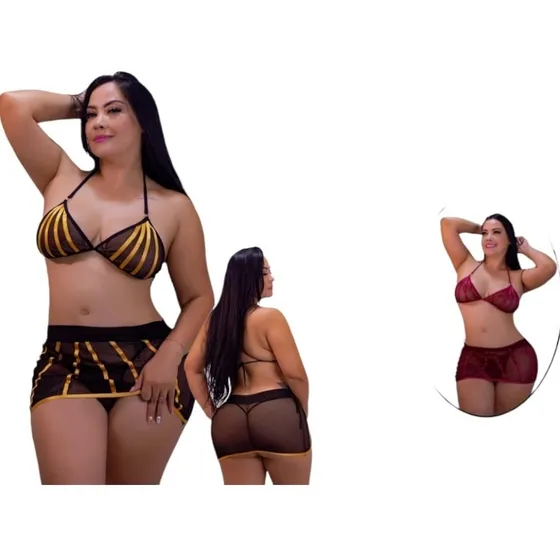 Conjunto Baby Doll Teddy Tallas Grandes Plus Mujer Transpare
