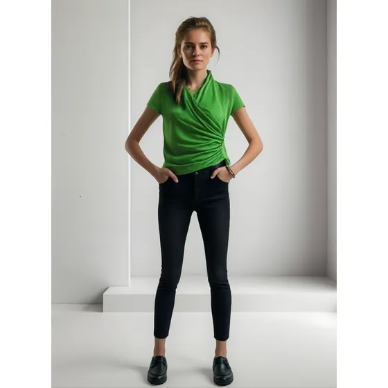 Polera Cruzada Verde Lima Marca Wados