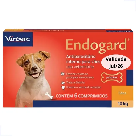 Vermífugo Endogard Para Cães De 10kg - 6 Comprimidos Virbac