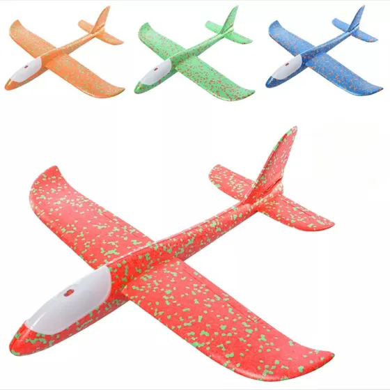  Kit Com 5 Avião Planador Isopor Com Led  Voa De Verdade