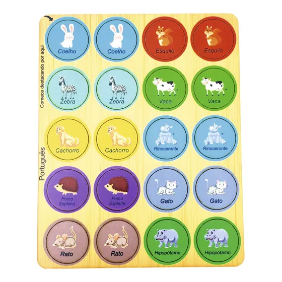 Jogo Da Memória Pedagógico De Animais Para Crianças Em Mdf