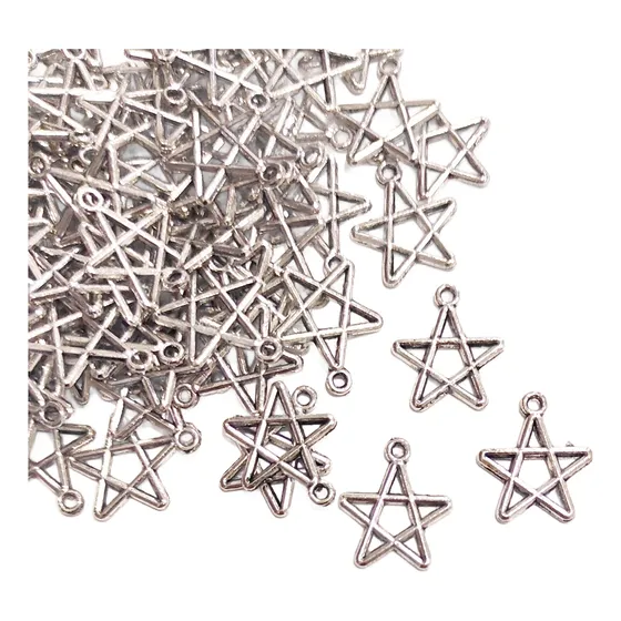 20 Dijes Estrella Pentagrama De Metal Bijouterie Souvenirs 