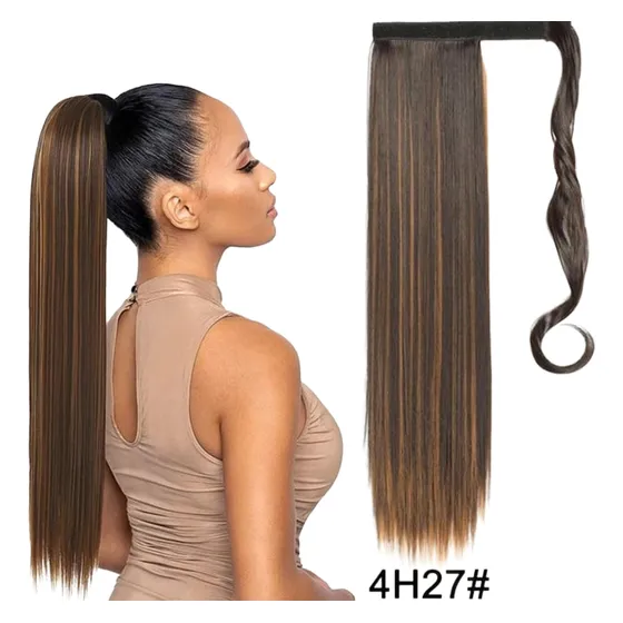 Colas Ponytail Premium Importadas Simil Natural Varios Tonos Chocolate Con Reflejos Lacio 50 Cm De Largo