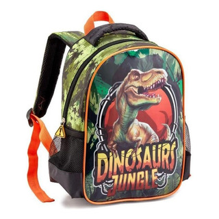Mochila Costas Infantil Grande Menino Do Dinossauro Jungle Cor Laranja Mochila Costas Infantil Grande Menino Do Dinossauro Jungle Cor Laranja