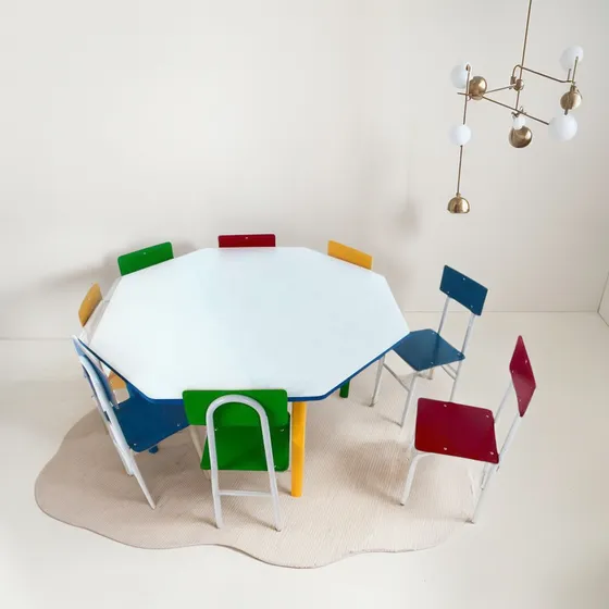 Conjunto De Mesa Oitavada Com 8 Cadeiras Umbridge Colorido