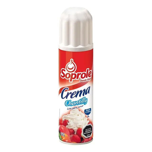 Crema Chantilly Soprole En Spray De 250gr Pastelera Postres