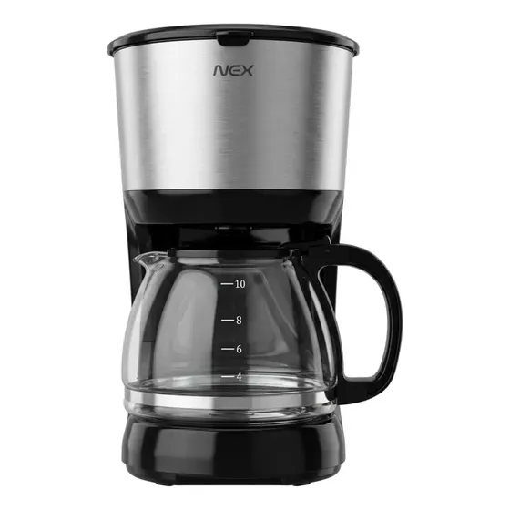 Cafetera Nex 1.25l Goteo Jarra Vidrio Acero Negro 10 Tazas Negro/plata