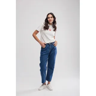 Jean Canva De Dama Tiro Alto Recto Relaxed Fit 210521 Azul 32