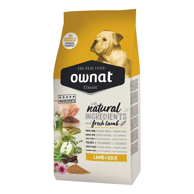 Alimento Ownat Classic Perro Adulto Sabor Cordero Arroz 20kg