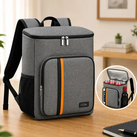 Mochila Térmica Bolsa Termica Viagem Espaçosa Bag Comida Trabalho Bebida Com Alça Cooler Praia Passeio Cinza Marmita Bebidas Grande Isotérmica Lancheira Litros Impermeável Premium Lfal