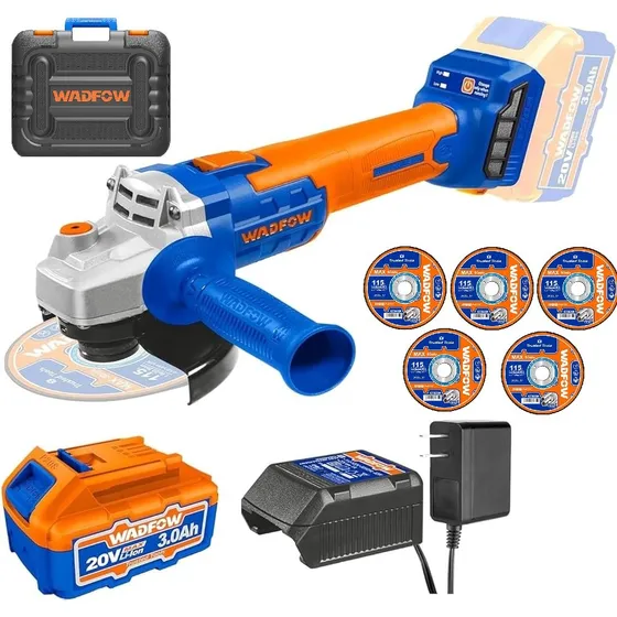 Esmeril Inalambrico 20v +5x Disco + Bateria + Maleta Wadfow