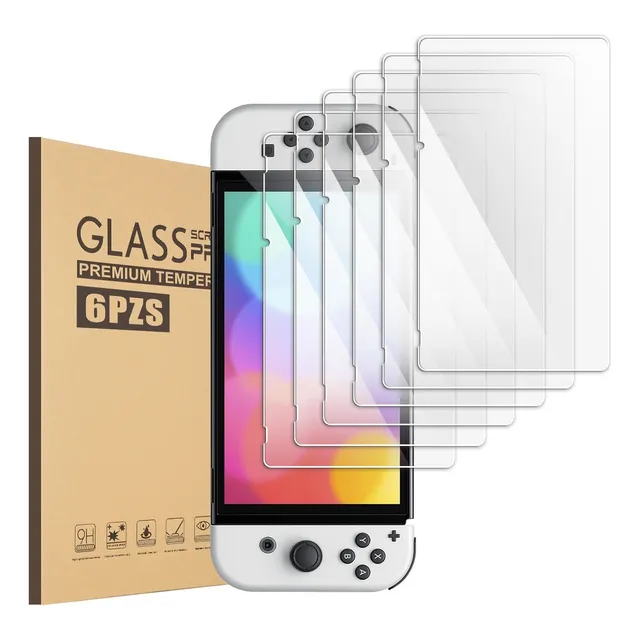 6pz Mica Cristal Templado Para Switch/oled/lite 9h 0.33mm