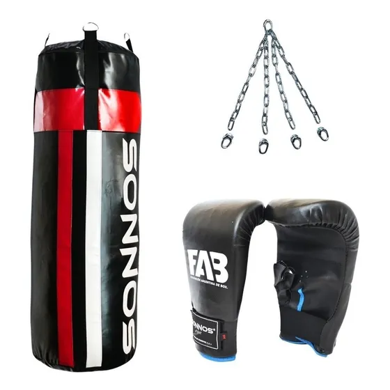 Bolsa De Boxeo Sonnos 0,90 Mts + Relleno + Cadenas + Guantin