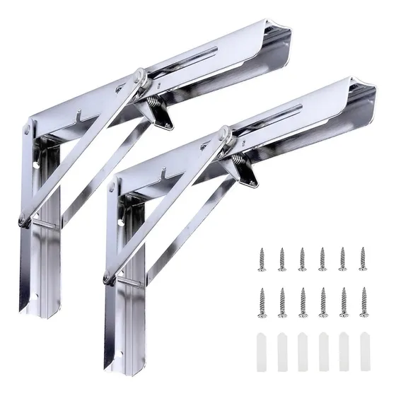 Mensula Rebatible Plegable 40cm Acero Inox Reforzado Set X2