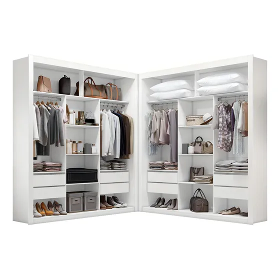 Guarda roupa Amoudi Móveis Closet Casal Premium 8 Gavetas Cor Branco Sem Portas