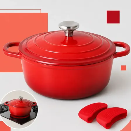 Caçarola Panela Cerâmica Indução 24cm Ferro Fundido 4,7l Vermelho