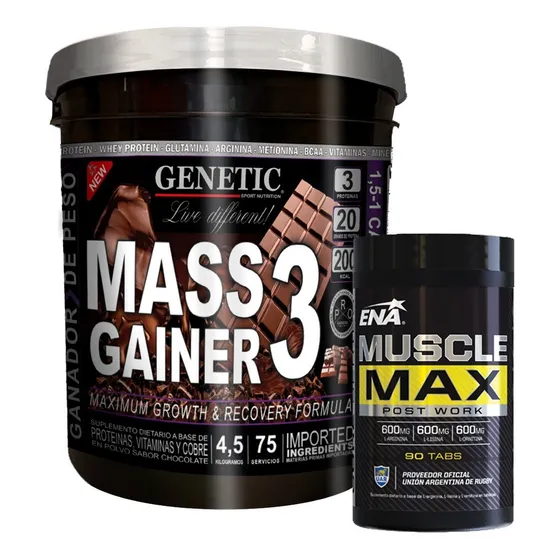 Crecimiento Muscular Gainer 4,5 Kg Aminos Muscle Max Genetic