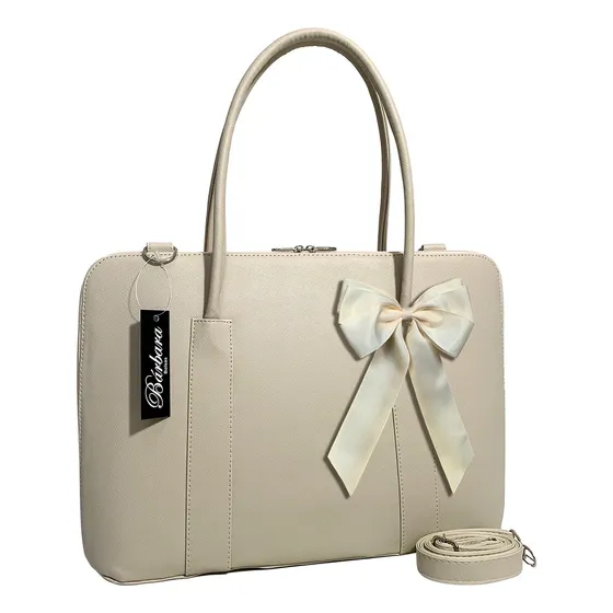 Pasta Maleta Executiva Feminina Notebook Documento Com Laço Cor Creme-prada-laço-creme Tamanho Da Tela 15.6