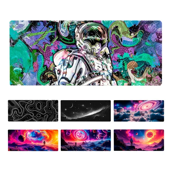 Mouse Pad Gamer Astronauta 90x40 Cm Tecido Grande Diversos