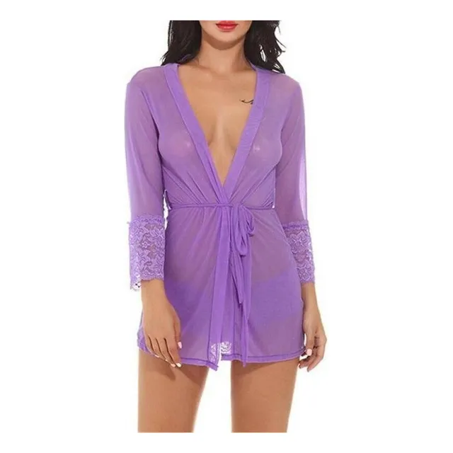 F Bata De Lencería Transparente Para Mujer Babydoll Frontal