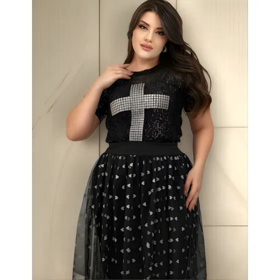 Saia Feminina Tule Longa Moda Evangélica