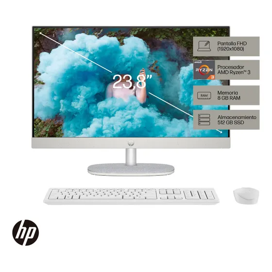 All-in-one Hp 24-cr0019la Amd Ryzen 3 Blanco