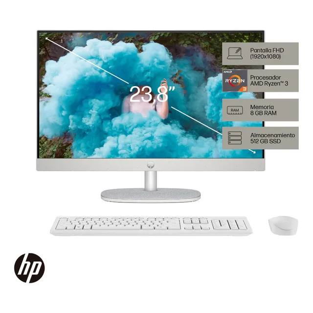 All-in-one Hp 24-cr0019la Amd Ryzen 3 Blanco