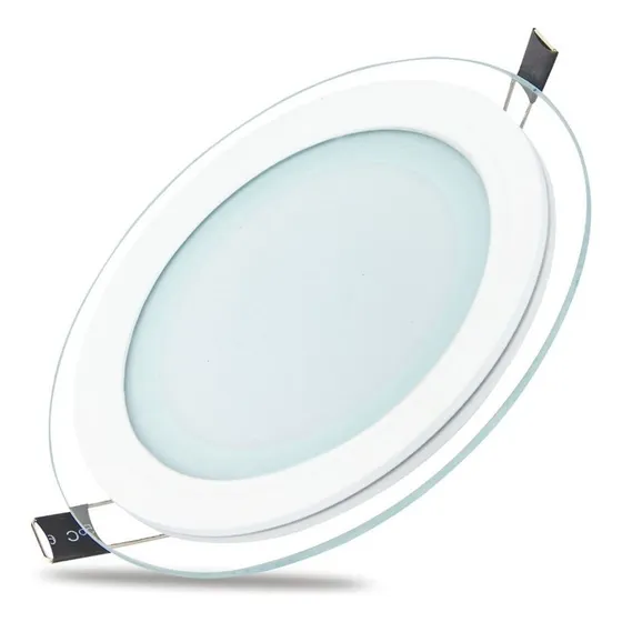 Panel Led 6w Embutido Redondo Luz Cálida 3000k Marco Vidrio