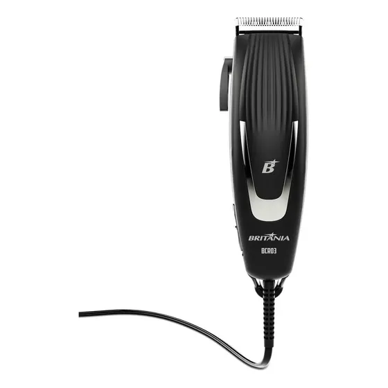 Cortador De Cabelos Britânia Bcr03 9 Acessórios 18w Cor Preto