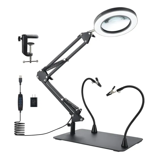 Lupa 10x Con Luz, Luz De Lupa Led 3-en-1 Led, 3 Modos Lámpar