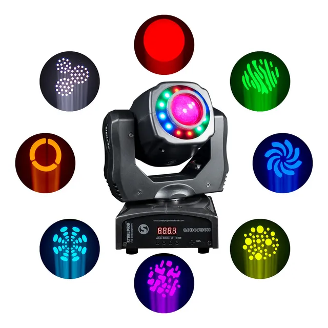 Luz escenario Cabeza Móvil Spot Con Gobos 90 Watts DMX AUDIORITMICO / ARO SMD / DISCO DE 8 COLORES / 8 GOBOS METALICOS /DJ - LUCES - ESCENARIO - ROBÓTICA - LUCES LED
