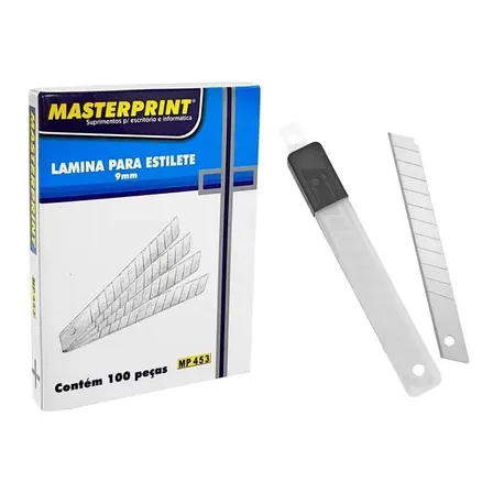 100 Peças Lâmina Estilete 9mm Masterprint