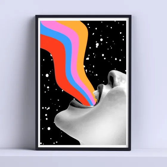 Cuadro Grito Arcoiris Abstracto 30x40cm Listo Para Colgar