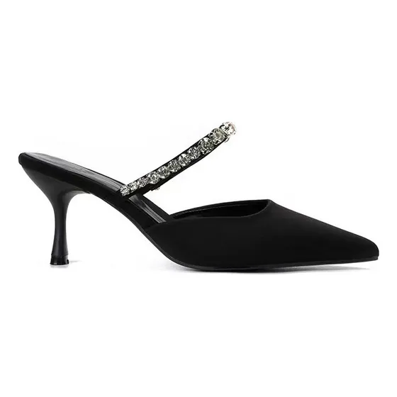 Sandalias Zapatilla De Tacón Alto Con Punta En Moda Y Mujer