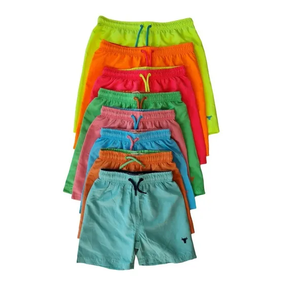 Short Playero Para Niños Unicolor Llamativos