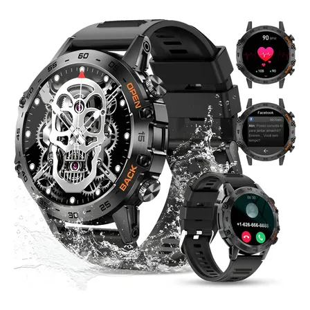 Smartwatch Relógio Inteligente Homens Ios Android Bluetooth Preto Silicone