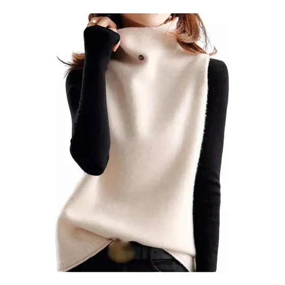 Chaleco Sin Mangas Casual De Cuello Alto Para Mujer