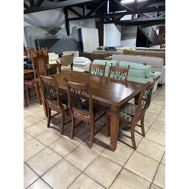 Juego Comedor 6 Sillas Rústico En Madera De Cedro Como Nuevo