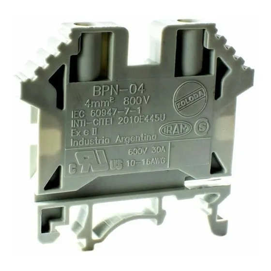 Bornera Zoloda P/cable 4mm Gris Bpn-4mm X10 Unidades