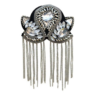 1 Charretera Dorada Con Alfiler, Flecos De Diamantes Con Cue 1 Charretera Dorada Con Alfiler, Flecos De Diamantes Con Cue