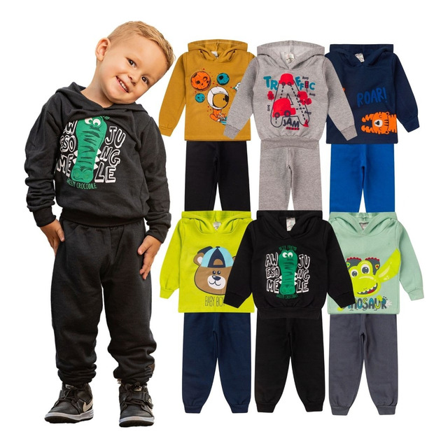 06 Peças Moletom Infantil Menino Com Capuz Inverno Barato 06 Peças Moletom Infantil Menino Com Capuz Inverno Barato