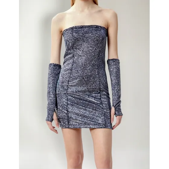Vestido Naima Brillos Fiesta, Mangas Optativas, Talle Xs/s