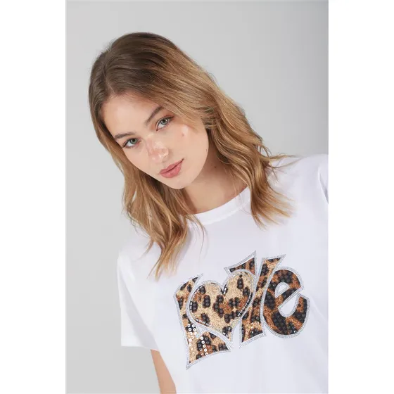 Remera Premium Amplia Love Print Lentejuelas Gu87350 Arizona