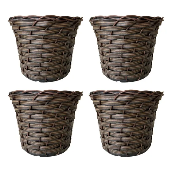 Conjunto Elegante De Vasos Trançados Para Plantas E Flores