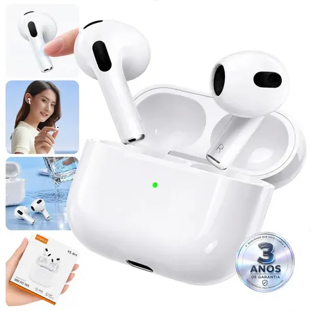 Fone de Ouvido Bluetooth 5.4 Tws Sem Fio com Microfone HD Anti Ruido A Prova D'água Compatível iPhone Samsung Xiaomi Motorola Redmi Android iOs Para Esporte Academia Trabalho Game A'gold