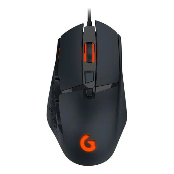 Mouse Gamer Phantom Light Geonav Rgb 12.400 Dpi 8 Botões Cor Preto E Laranja