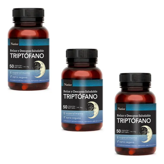 Pack 3 Triptófano Natier Descanso Saludable Vegano 50 Cap